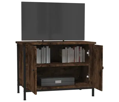 Tv Skapītis Ar Durvīm, 60X35X45 Cm, Koks, Kvēpināta Ozola Vidaxl