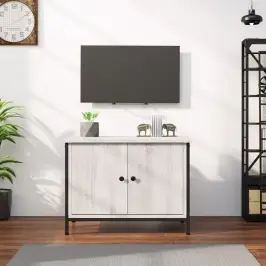 Tv Spintelė Su Durelėmis, Pilka Ąžuolo, 60X35X45cm Mediena