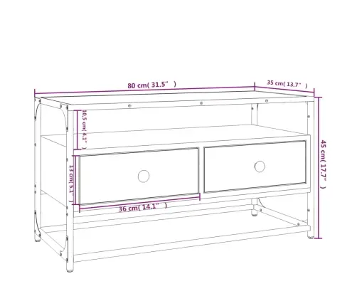 Tv Skapītis, Sonomas Ozolkoka, 80X35X45 Cm, Inženierijas Koks Vidaxl