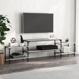 Tv Skapītis, Pelēks, 197X35X52 Cm, Inženierijas Koks Vidaxl