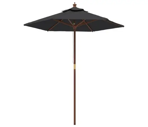 Dārza Saulessargs Ar Koka Kātu, 196X231 Cm, Melns Vidaxl