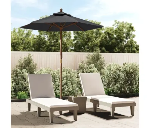 Dārza Saulessargs Ar Koka Kātu, 196X231 Cm, Melns Vidaxl