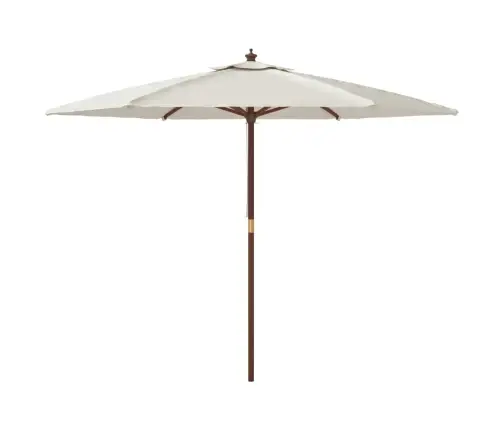 Sodo Skėtis Su Mediniu Stulpu, Smėlio Spalvos, 299X240Cm Sodo Skėtis Su Mediniu Stulpu, Smėlio Spalvos, 299X240Cm