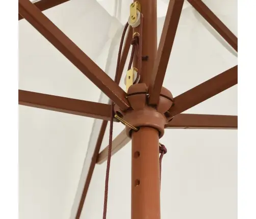 Sodo Skėtis Su Mediniu Stulpu, Smėlio Spalvos, 299X240Cm Sodo Skėtis Su Mediniu Stulpu, Smėlio Spalvos, 299X240Cm