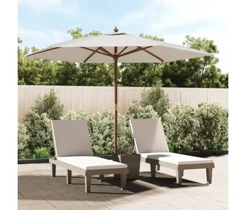 Sodo Skėtis Su Mediniu Stulpu, Smėlio Spalvos, 299X240Cm Sodo Skėtis Su Mediniu Stulpu, Smėlio Spalvos, 299X240Cm