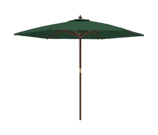 Dārza Saulessargs Ar Koka Kātu, Zaļš, 299X240 Cm Vidaxl