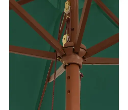 Dārza Saulessargs Ar Koka Kātu, Zaļš, 299X240 Cm Vidaxl