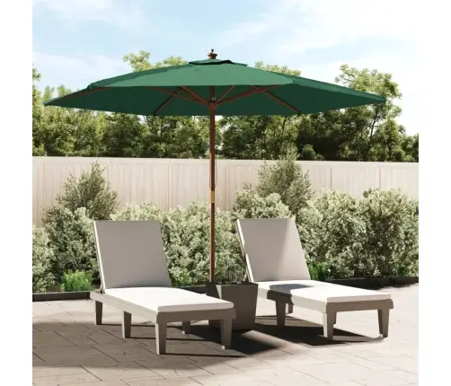 Dārza Saulessargs Ar Koka Kātu, Zaļš, 299X240 Cm Vidaxl