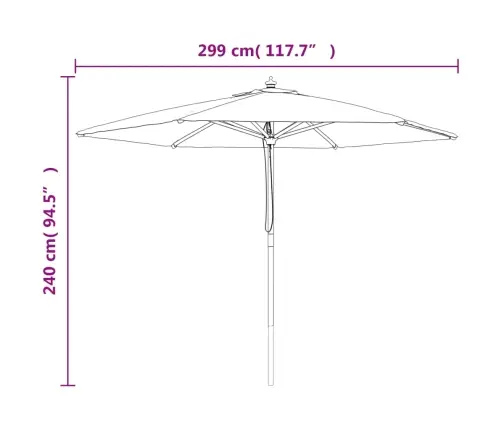 Aia Päikesevari Puidust Postiga, Antratsiithall, 299X240 Cm