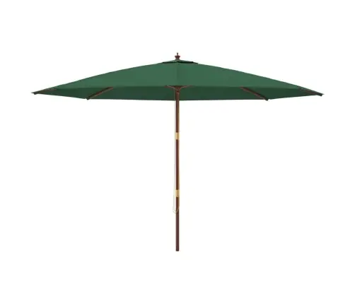 Sodo Skėtis Su Mediniu Stulpu, Žalios Spalvos, 400X273Cm