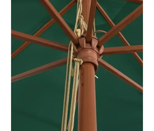 Sodo Skėtis Su Mediniu Stulpu, Žalios Spalvos, 400X273Cm