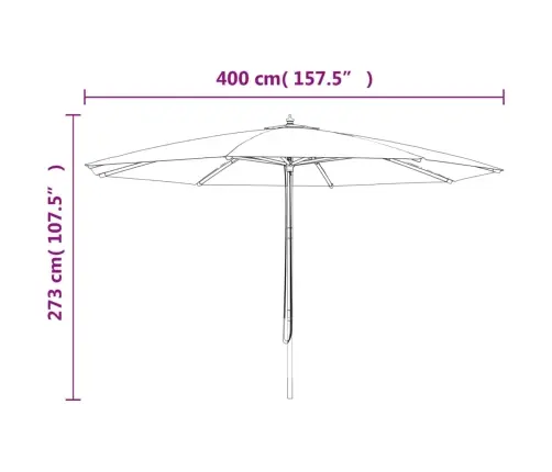 Sodo Skėtis Su Mediniu Stulpu, Žalios Spalvos, 400X273Cm