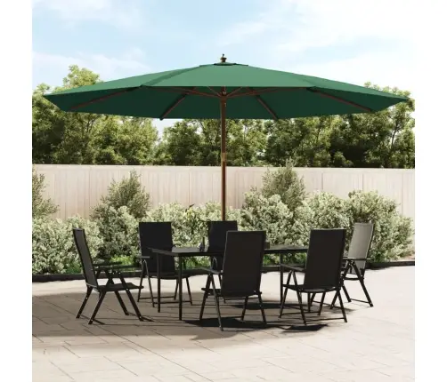 Sodo Skėtis Su Mediniu Stulpu, Žalios Spalvos, 400X273Cm