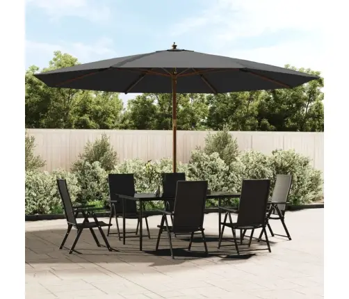 Dārza Saulessargs Ar Koka Kātu, Antracītpelēks, 400X273 Cm Vidaxl