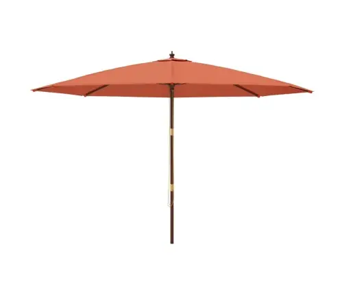 Dārza Saulessargs Ar Koka Kātu, 400X273 Cm, Sarkanbrūns Vidaxl