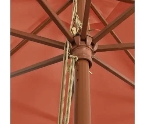 Dārza Saulessargs Ar Koka Kātu, 400X273 Cm, Sarkanbrūns Vidaxl