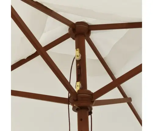 Sodo Skėtis Su Mediniu Stulpu, Smėlio Spalvos, 198X198X231Cm