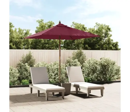 Dārza Saulessargs Ar Koka Kātu, Bordo Sarkans, 198X198X231 Cm Vidaxl