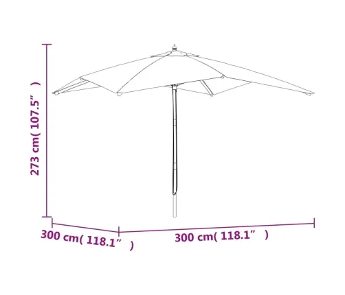 Aia Päikesevari Puidust Postiga, Hallikaspruun, 300X300X273 Cm