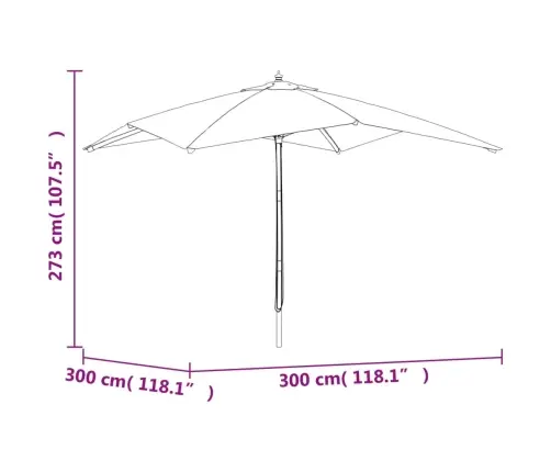 Dārza Saulessargs Ar Koka Kātu, 300X300X273 Cm, Debeszils Vidaxl Dārza Saulessargs Ar Koka Kātu, 300X300X273 Cm, Debeszils Vidaxl