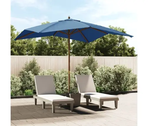 Dārza Saulessargs Ar Koka Kātu, 300X300X273 Cm, Debeszils Vidaxl Dārza Saulessargs Ar Koka Kātu, 300X300X273 Cm, Debeszils Vidaxl