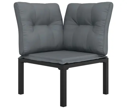 Dārza Stūra Krēsls Ar Matračiem, Melns, Pelēks, Pe Rotangpalma Vidaxl