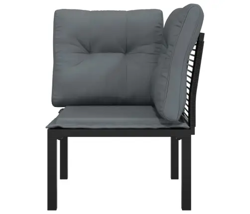 Dārza Stūra Krēsls Ar Matračiem, Melns, Pelēks, Pe Rotangpalma Vidaxl