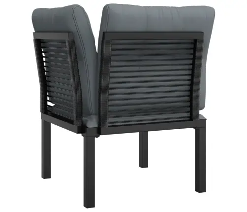 Dārza Stūra Krēsls Ar Matračiem, Melns, Pelēks, Pe Rotangpalma Vidaxl