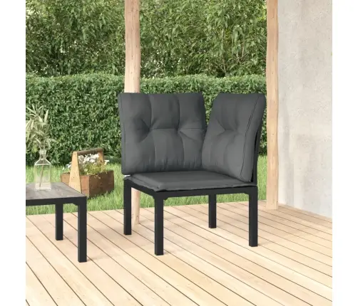 Dārza Stūra Krēsls Ar Matračiem, Melns, Pelēks, Pe Rotangpalma Vidaxl