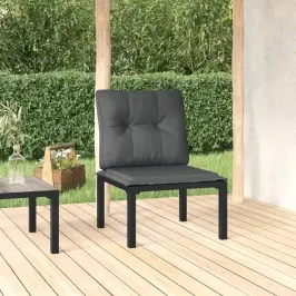 Dārza Krēsls Ar Matračiem, Melns Un Pelēks, Pe Rotangpalma Vidaxl