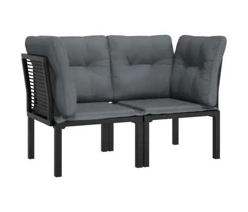 Dārza Stūra Krēsli Ar Spilveniem, 2 Gab., Melna Pe Rotangpalma Vidaxl