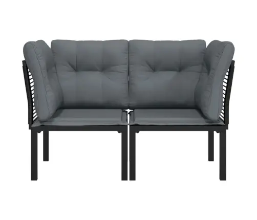 Dārza Stūra Krēsli Ar Spilveniem, 2 Gab., Melna Pe Rotangpalma Vidaxl