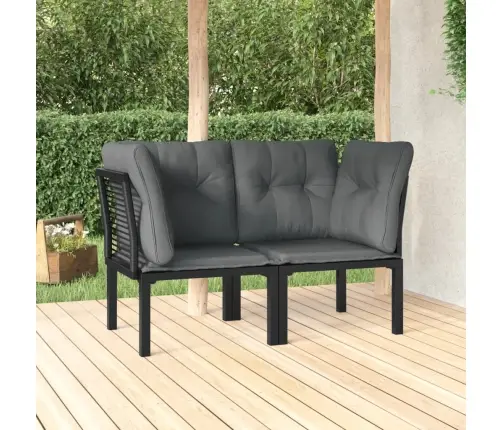 Dārza Stūra Krēsli Ar Spilveniem, 2 Gab., Melna Pe Rotangpalma Vidaxl