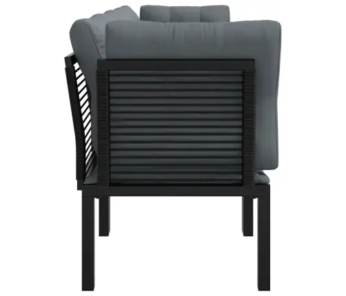 4-Daļīgs Dārza Dīvānu Komplekts, Melns Un Pelēks, Pe Pinums Vidaxl