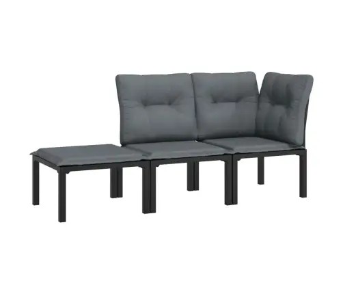 3-Osaline Aiamööbli Komplekt, Must Ja Hall, Polürotang