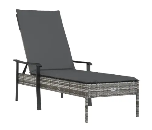 Sauļošanās Zviļņi, 2 Gab., Ar Galdu, Pelēka Pe Rotangpalma Vidaxl