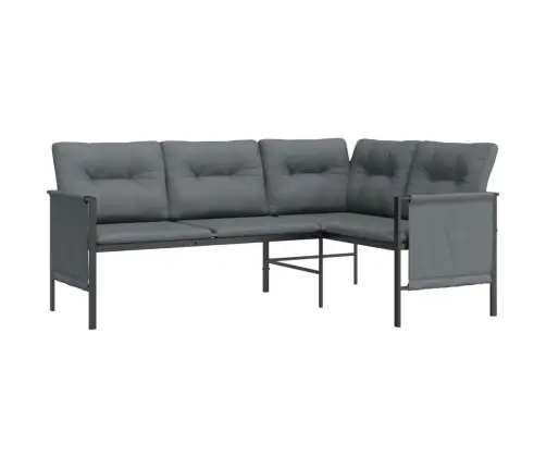 Dārza Stūra Dīvāns, Antracītpelēks, Tērauds Un Tekstilēns Vidaxl
