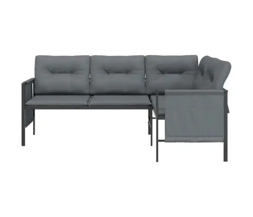 Dārza Stūra Dīvāns, Antracītpelēks, Tērauds Un Tekstilēns Vidaxl