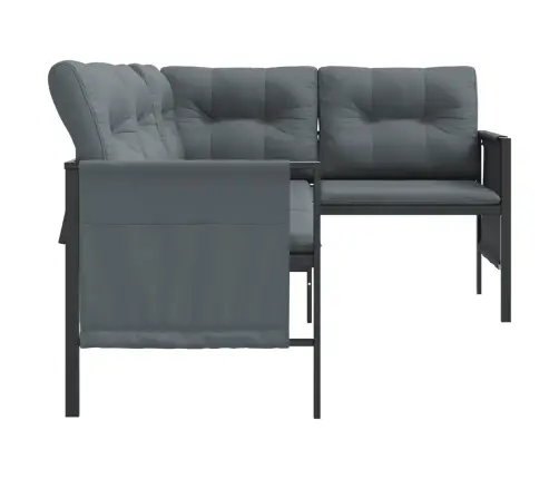 Dārza Stūra Dīvāns, Antracītpelēks, Tērauds Un Tekstilēns Vidaxl