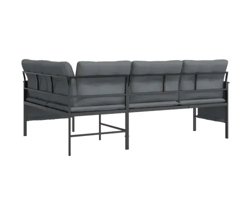 Dārza Stūra Dīvāns, Antracītpelēks, Tērauds Un Tekstilēns Vidaxl