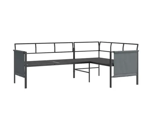 Dārza Stūra Dīvāns, Antracītpelēks, Tērauds Un Tekstilēns Vidaxl