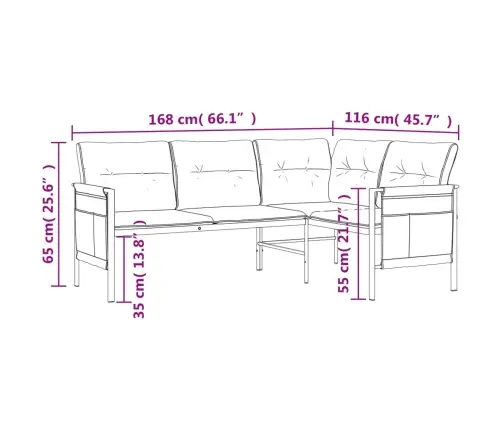 Dārza Stūra Dīvāns, Antracītpelēks, Tērauds Un Tekstilēns Vidaxl