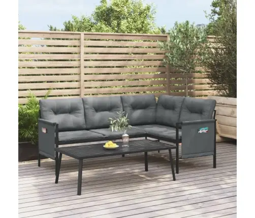 Dārza Stūra Dīvāns, Antracītpelēks, Tērauds Un Tekstilēns Vidaxl