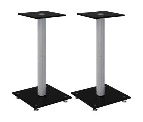 Skaļruņu Statīvi, 2 Gab., Stikls, 1 Balsti, Melni, Sudrabaini Vidaxl