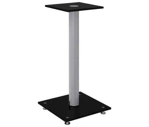 Skaļruņu Statīvi, 2 Gab., Stikls, 1 Balsti, Melni, Sudrabaini Vidaxl