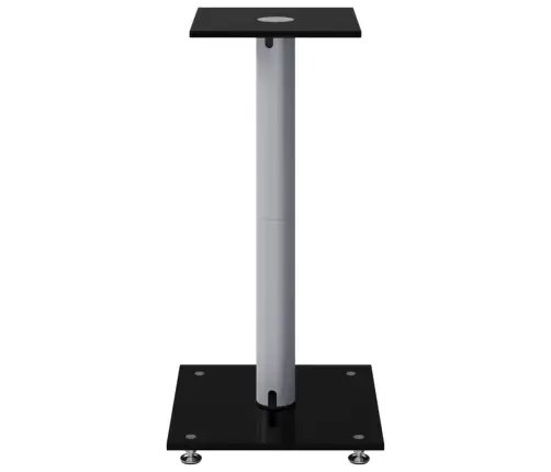 Skaļruņu Statīvi, 2 Gab., Stikls, 1 Balsti, Melni, Sudrabaini Vidaxl