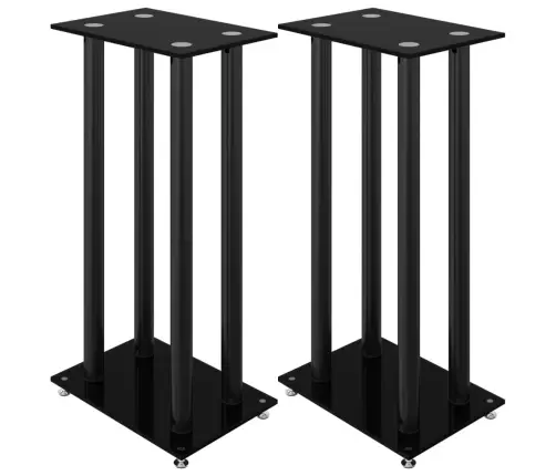 Garsiakalbių Stovai, 2Vnt., Juodi, Grūdintas Stiklas