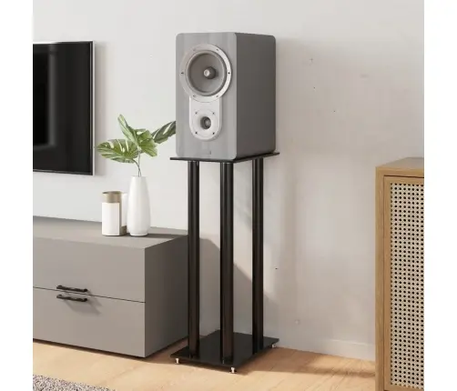 Garsiakalbių Stovai, 2Vnt., Juodi, Grūdintas Stiklas