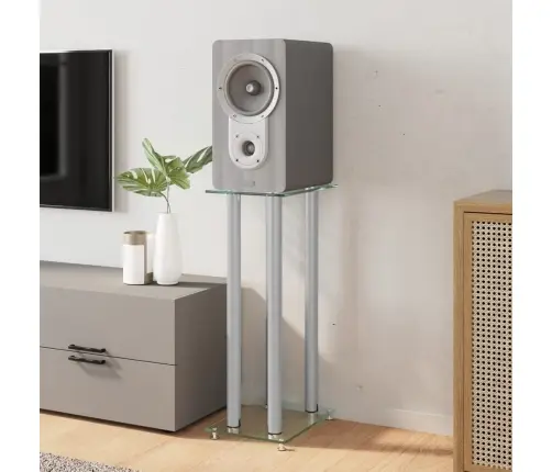 Garsiakalbių Stovai, 2Vnt., Sidabriniai, Grūdintas Stiklas