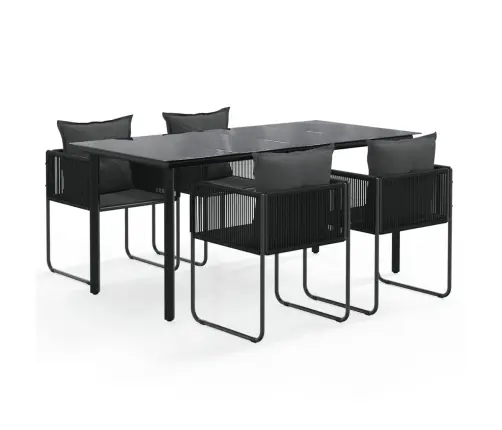 5-Daļīgs Dārza Mēbeļu Komplekts, Melns  Vidaxl